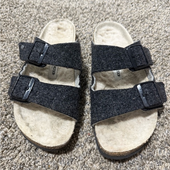 Birkenstock Shoes - Birkenstock Black and Cream Sandals